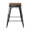Flash Furniture 24" Black Metal Stool-Teak Poly Seat CH-31320-24-BK-PL2T-GG - alternate 6